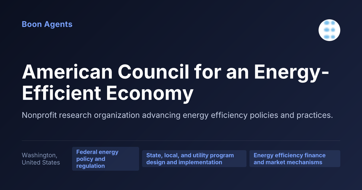 American Council for an Energy-Efficient Economy — company overview