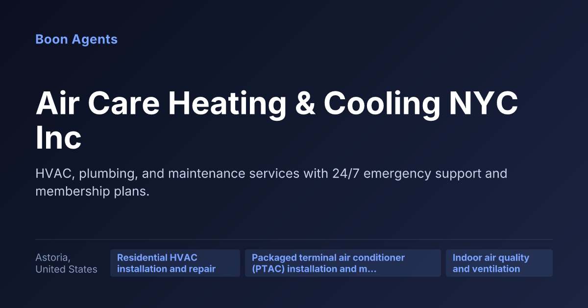 Air Care Heating & Cooling NYC Inc — company overview