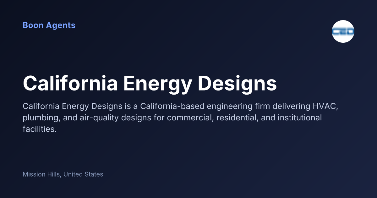 California Energy Designs — company overview