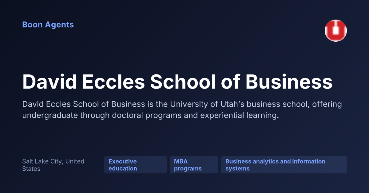 David Eccles School of Business — company overview