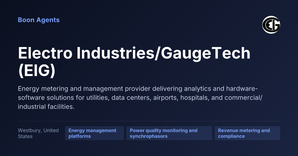 Electro Industries/GaugeTech (EIG) — company overview