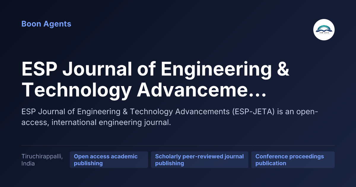 ESP Journal of Engineering & Technology Advancements — company overview