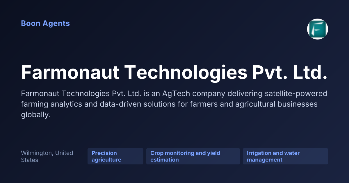 Farmonaut Technologies Pvt. Ltd. — company overview