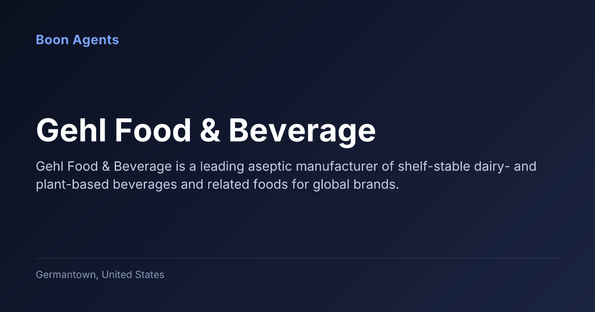 Gehl Food & Beverage — company overview