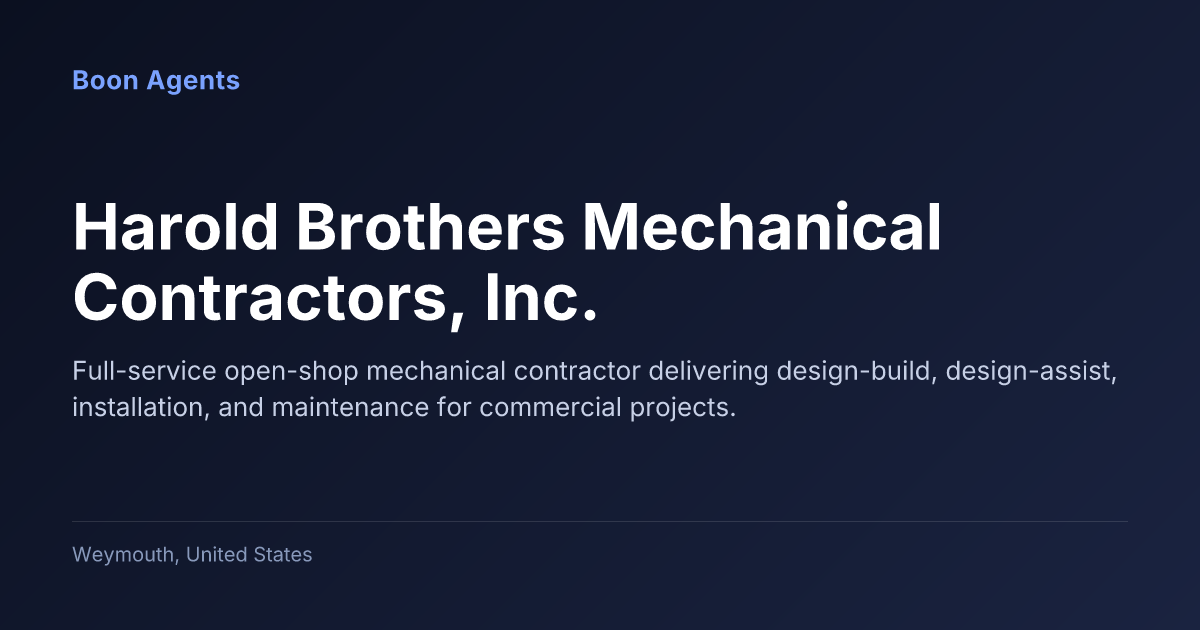 Harold Brothers Mechanical Contractors, Inc. — company overview