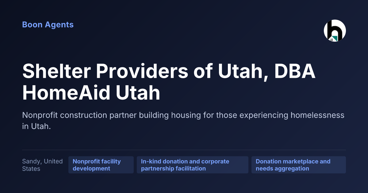 Shelter Providers of Utah, DBA HomeAid Utah — company overview