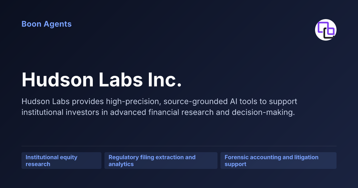 Hudson Labs Inc. — company overview