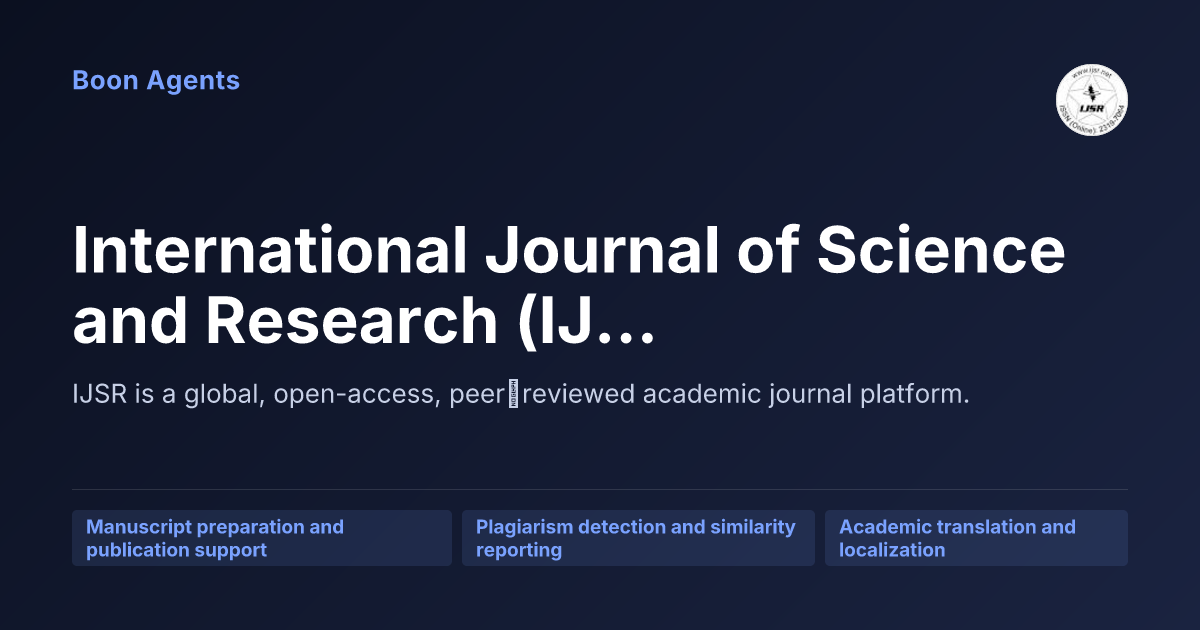 International Journal of Science and Research (IJSR) — company overview