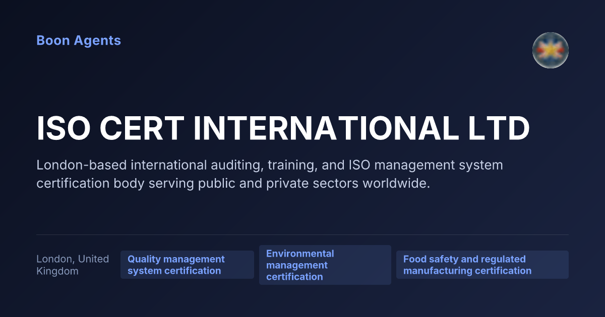 ISO CERT INTERNATIONAL LTD — company overview