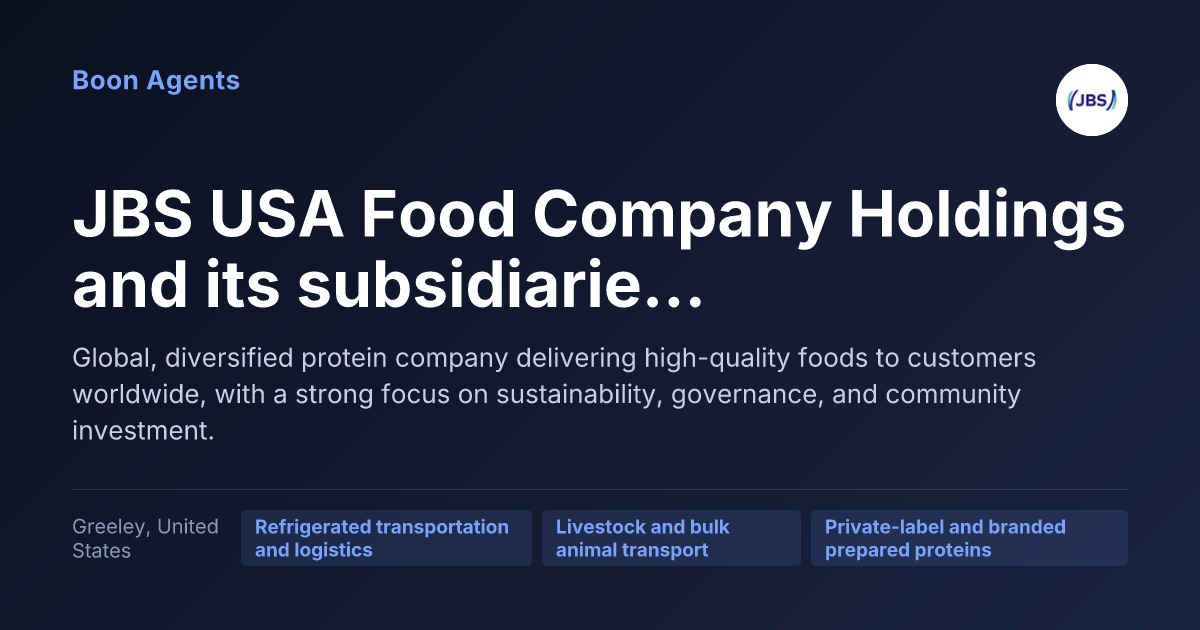 JBS USA Food Company Holdings and its subsidiaries and affiliates — company overview
