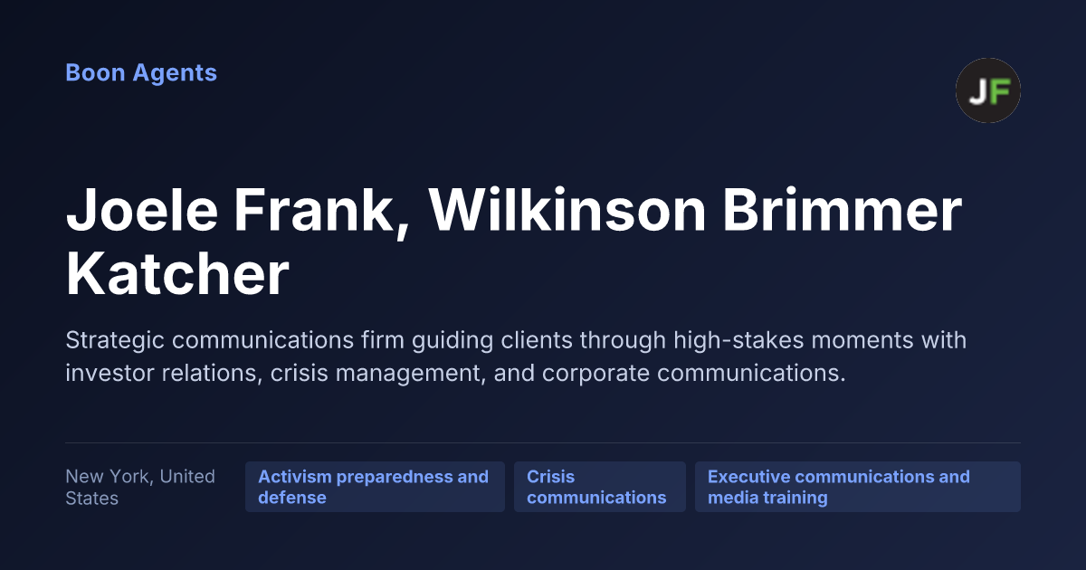 Joele Frank, Wilkinson Brimmer Katcher — company overview