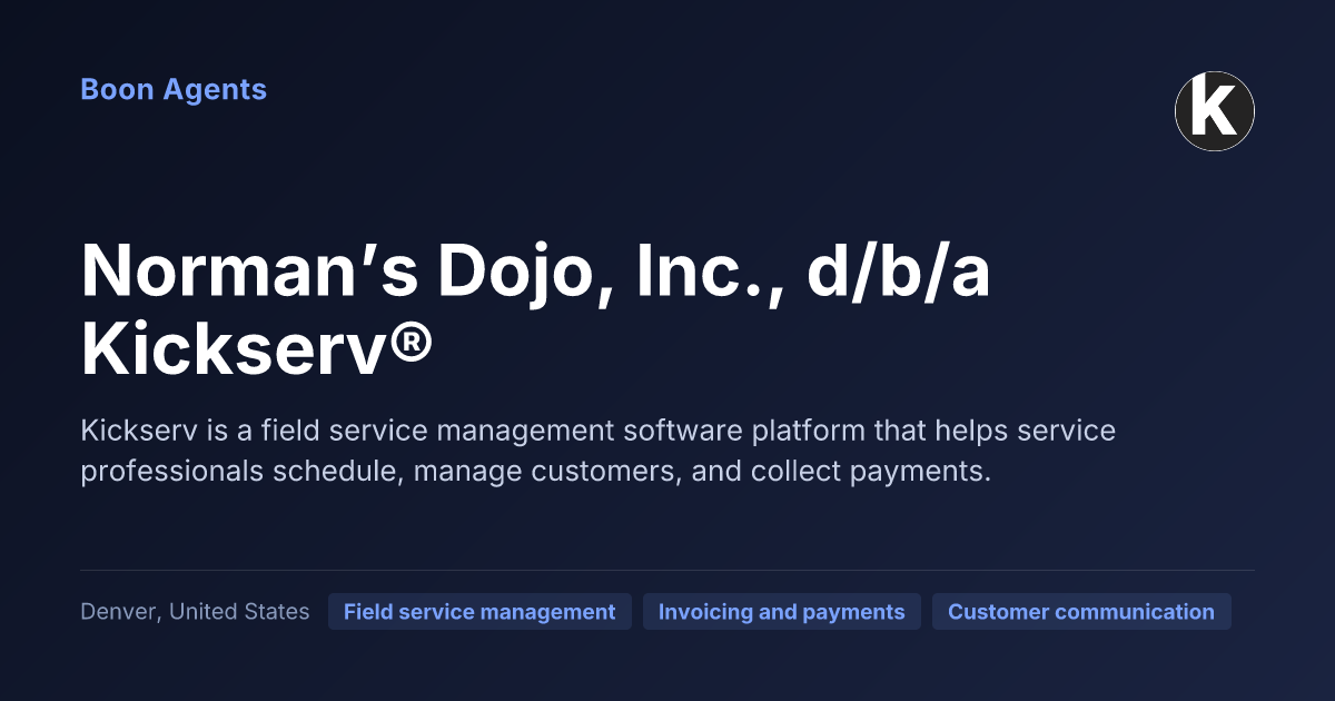 Norman’s Dojo, Inc., d/b/a Kickserv® — company overview