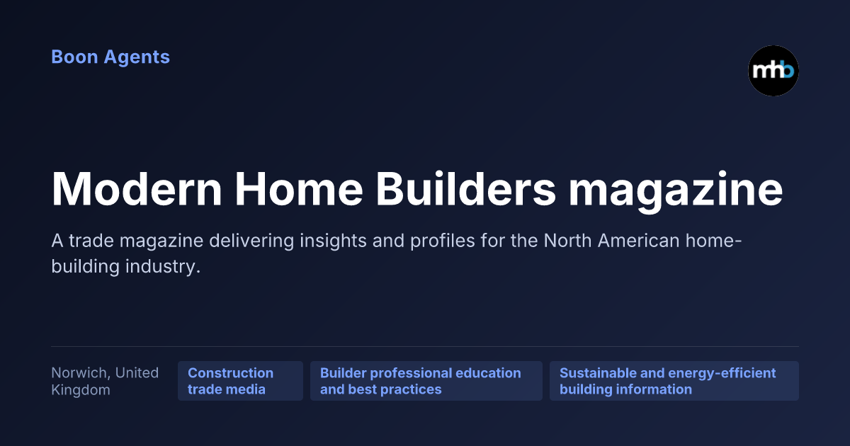 Modern Home Builders magazine — company overview