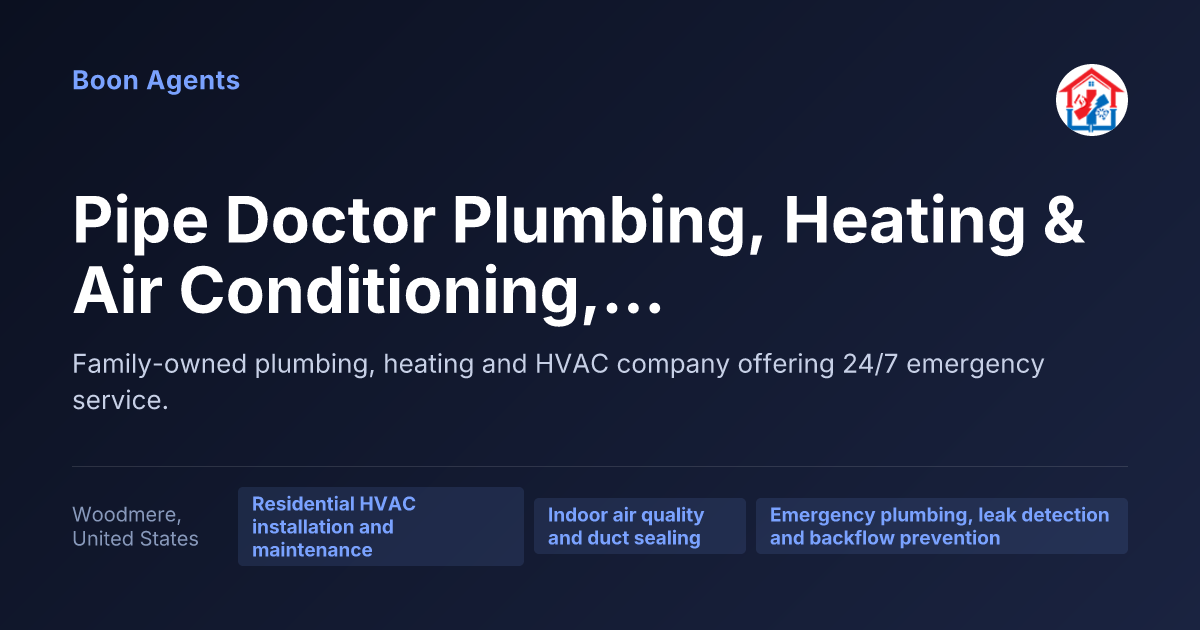 Pipe Doctor Plumbing, Heating & Air Conditioning, Inc. — company overview