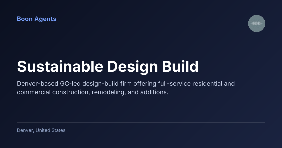 Sustainable Design Build — company overview