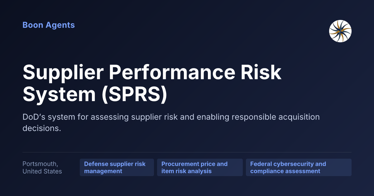 Supplier Performance Risk System (SPRS) — company overview