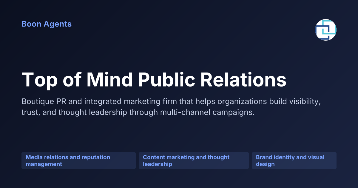 Top of Mind Public Relations — company overview