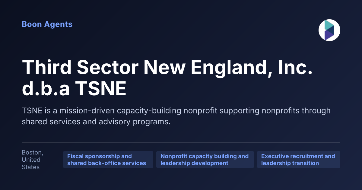 Third Sector New England, Inc. d.b.a TSNE — company overview