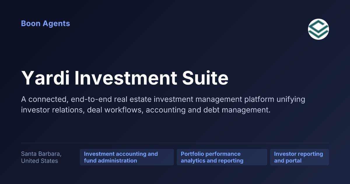 Yardi Investment Suite — company overview